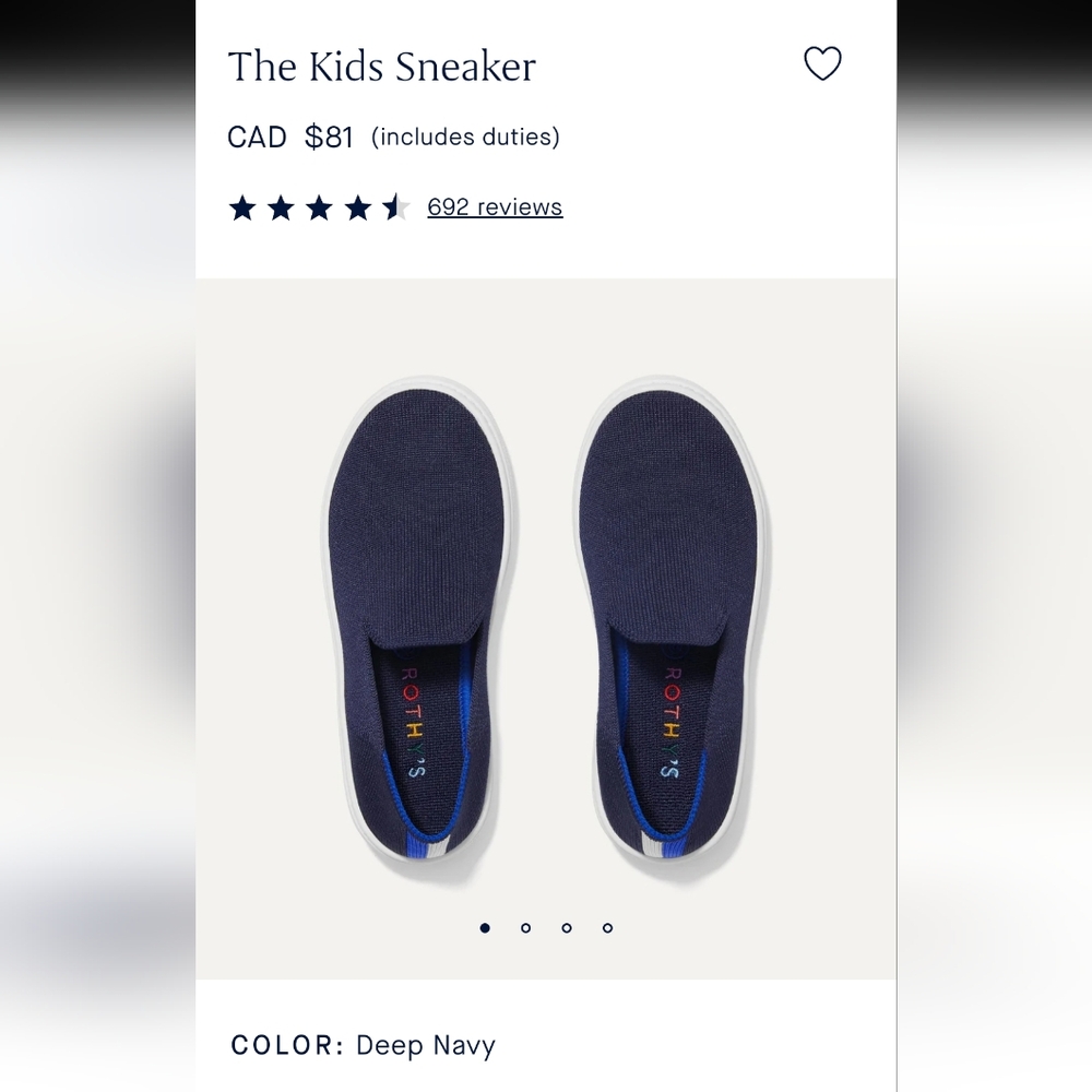 Rothy's Kids Sneaker - Size 10